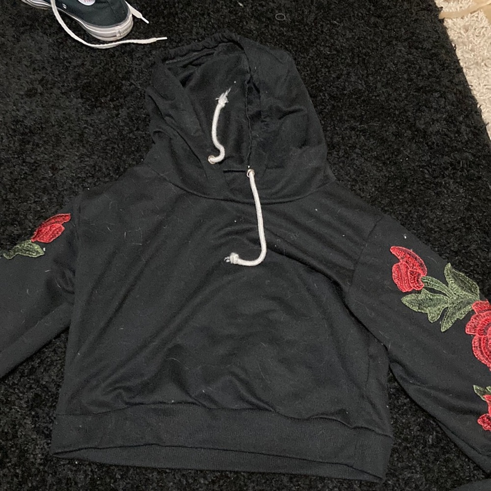 Cute flower crop top hoodie